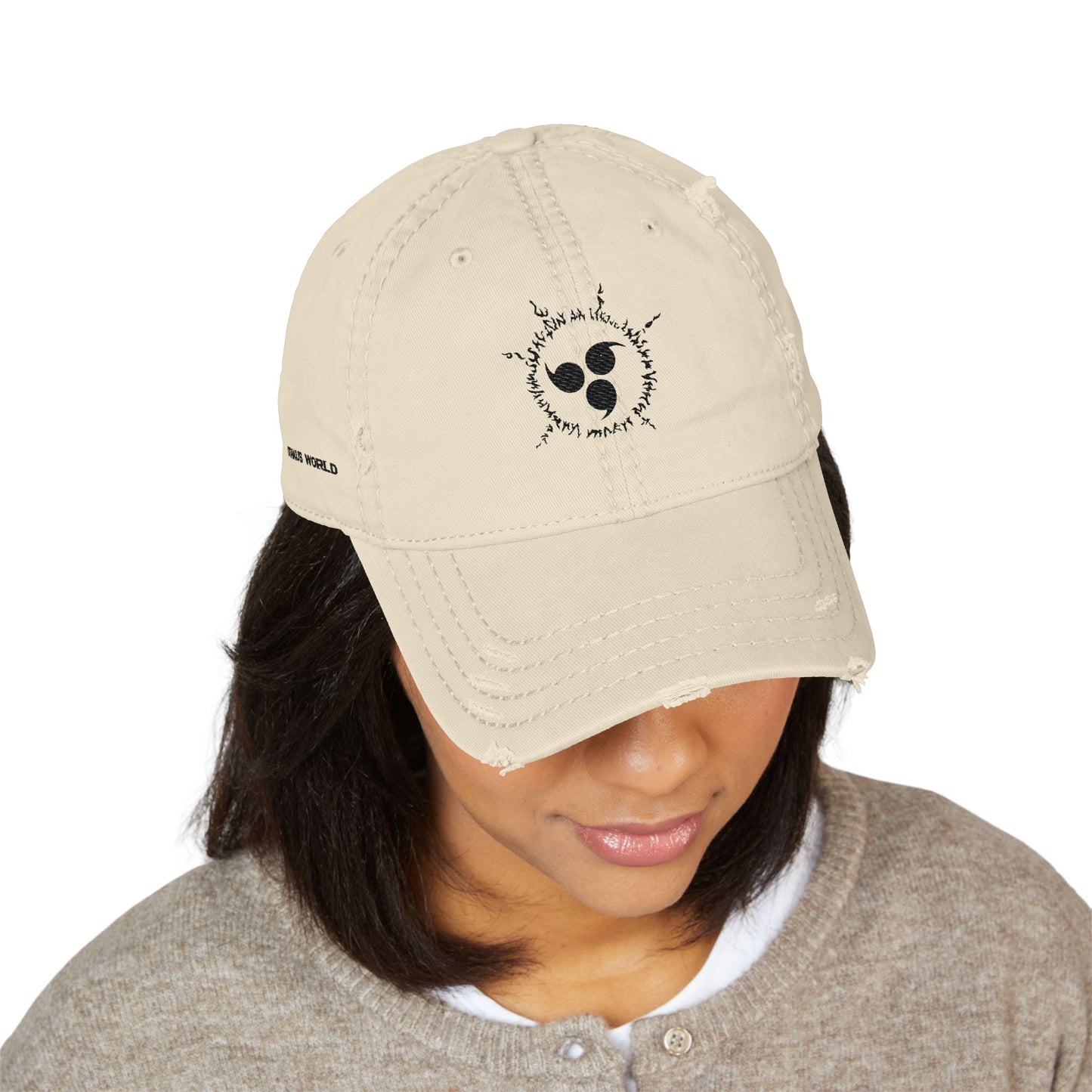 CURSE MARK Distressed Embroidered Hat