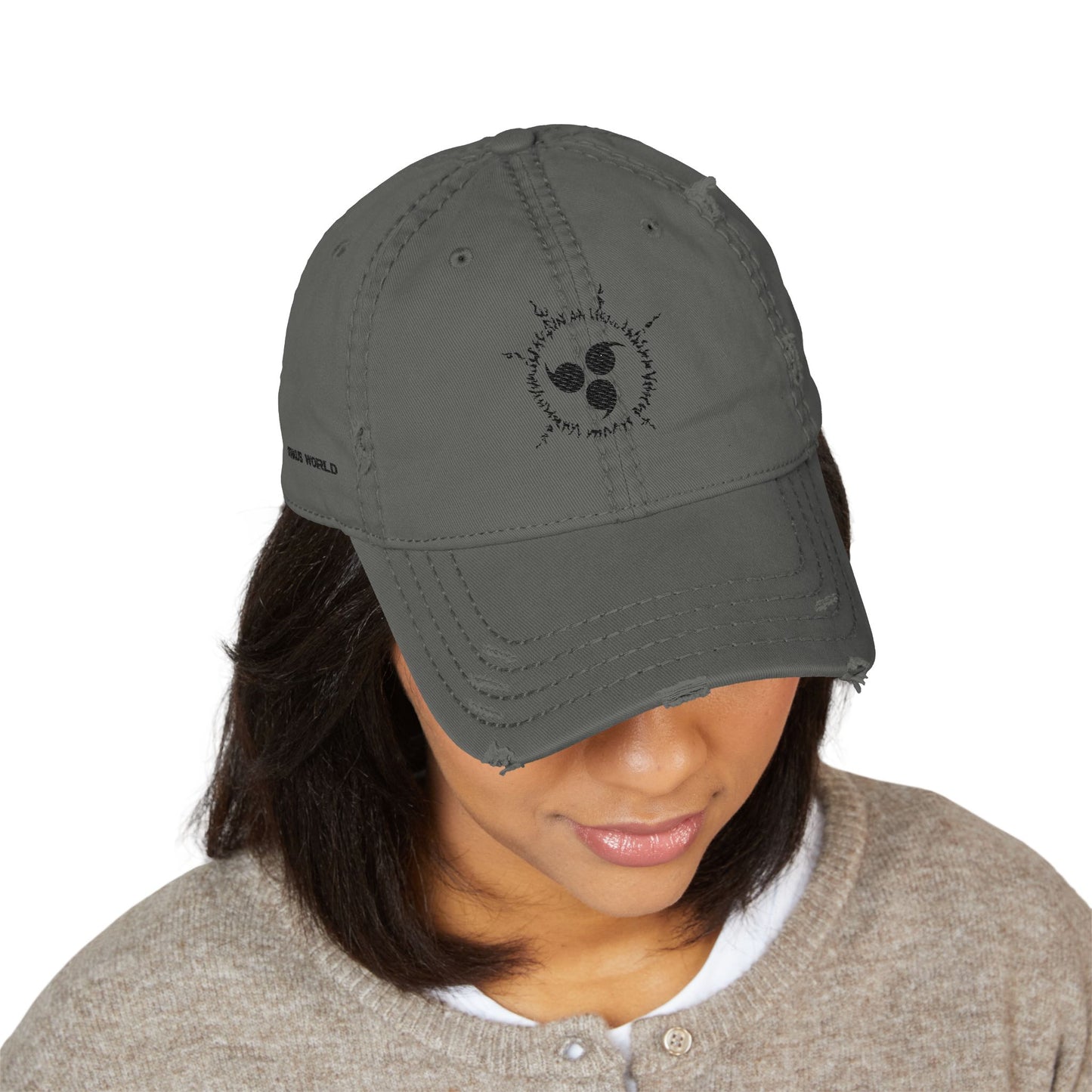 CURSE MARK Distressed Embroidered Hat